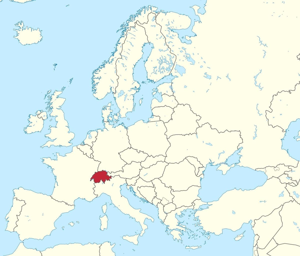 svijet mapa sa švicarskom naglasila