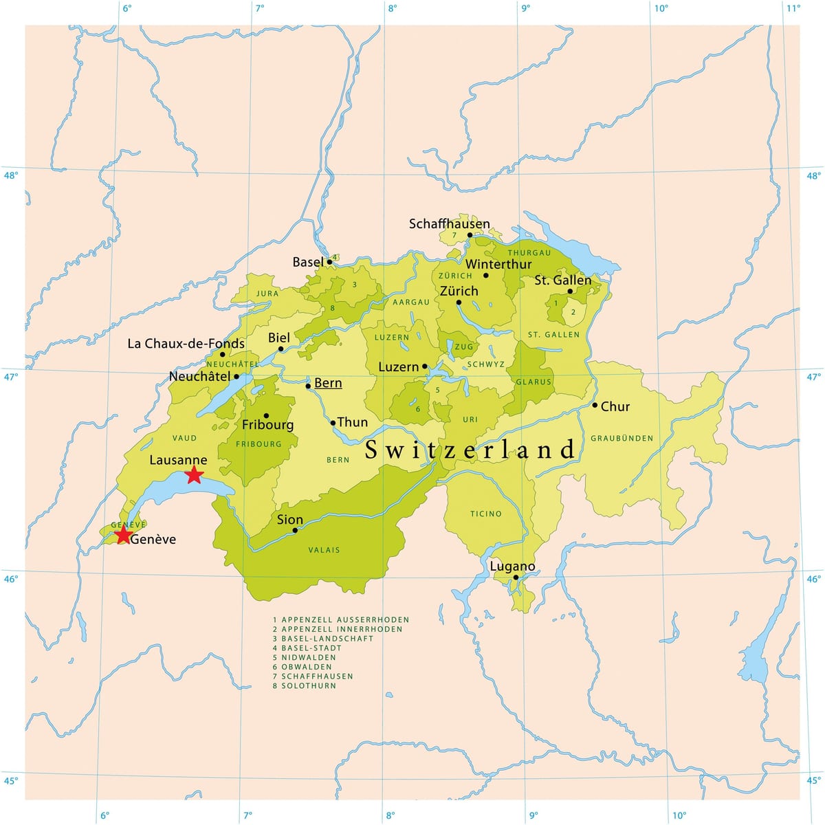 mapa jezero ženevi švicarskoj