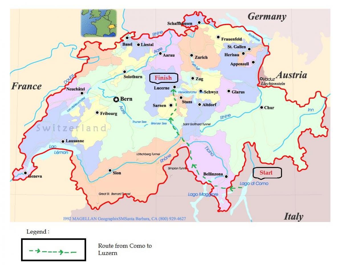 ulična mapa lucerka u švicarskoj