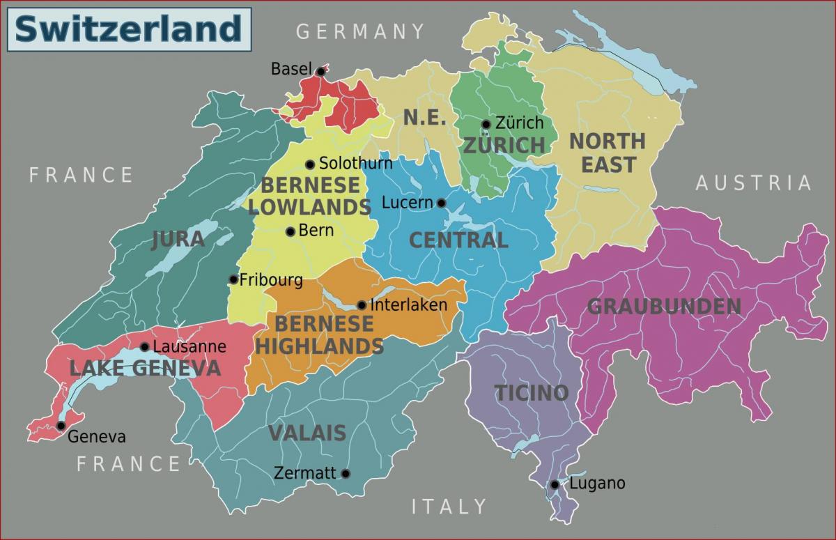 mapa južnoj švicarskoj