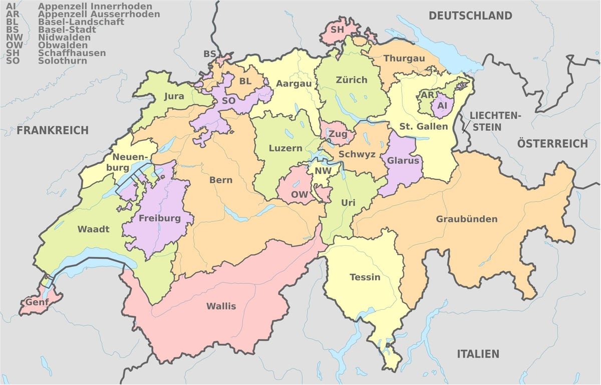 mapa švajcarskoj i okolno podrucje