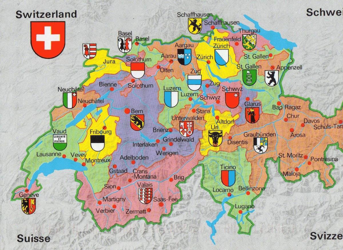 mapa turističke mapu zurichu švicarskoj