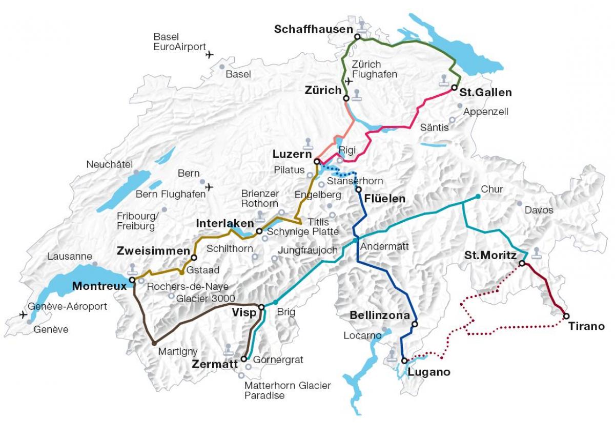 švicarskoj voz pravca mapu