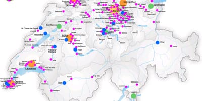 Švicarskoj mapa sa većim gradovima