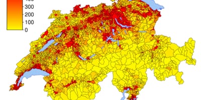 Švicarskoj karta gustoće naseljenosti