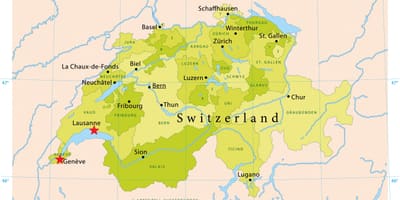 Mapa jezero ženevi švicarskoj