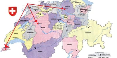 Mapa zurichu švicarskoj kartu europe